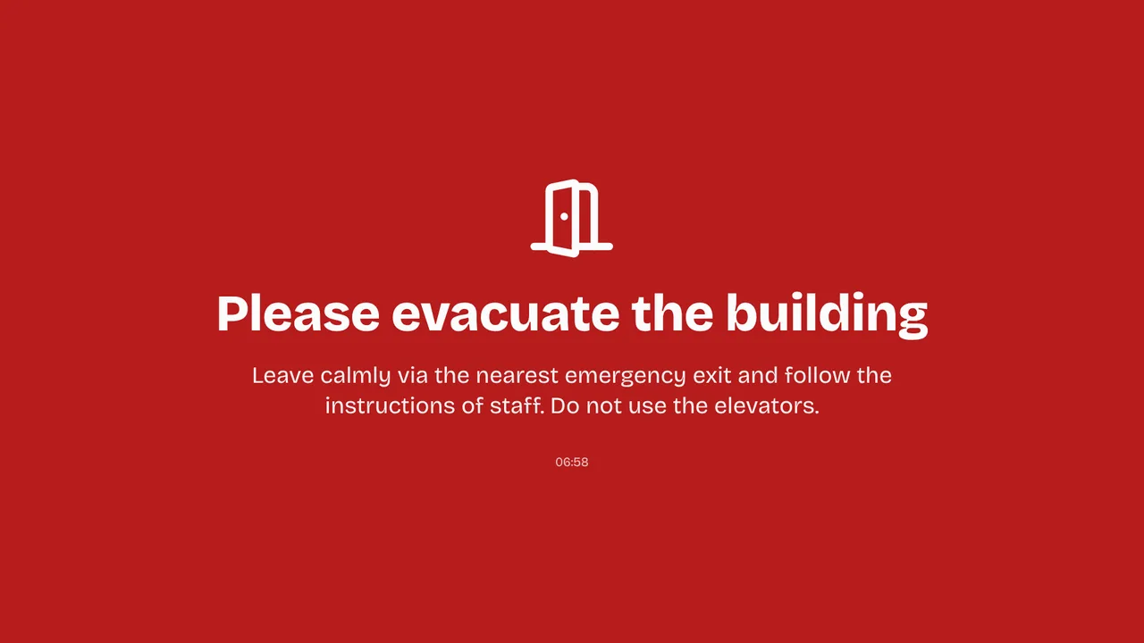 Emergency alert on a TV screen