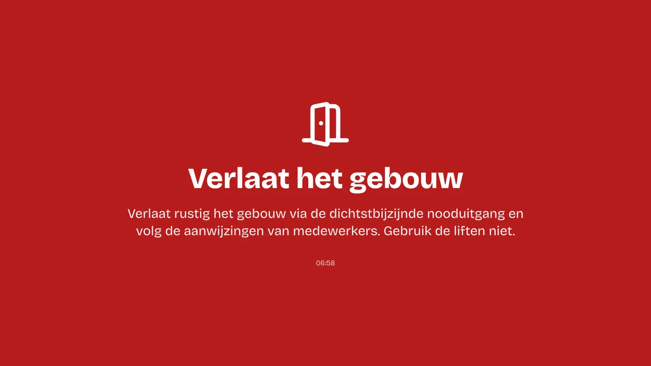 Noodmelding op een tv-scherm
